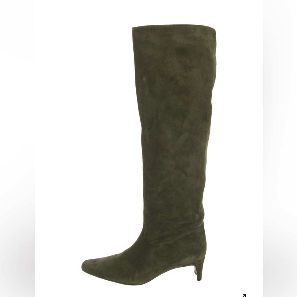 Staud Wally Olive Green Suede Knee-High Boots